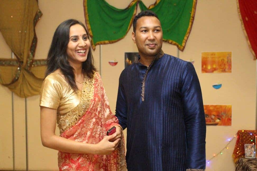 LAC Rupinder Singh celebrating Diwali at RAAF base in Tindal, Northern Territory with colleagues and friends