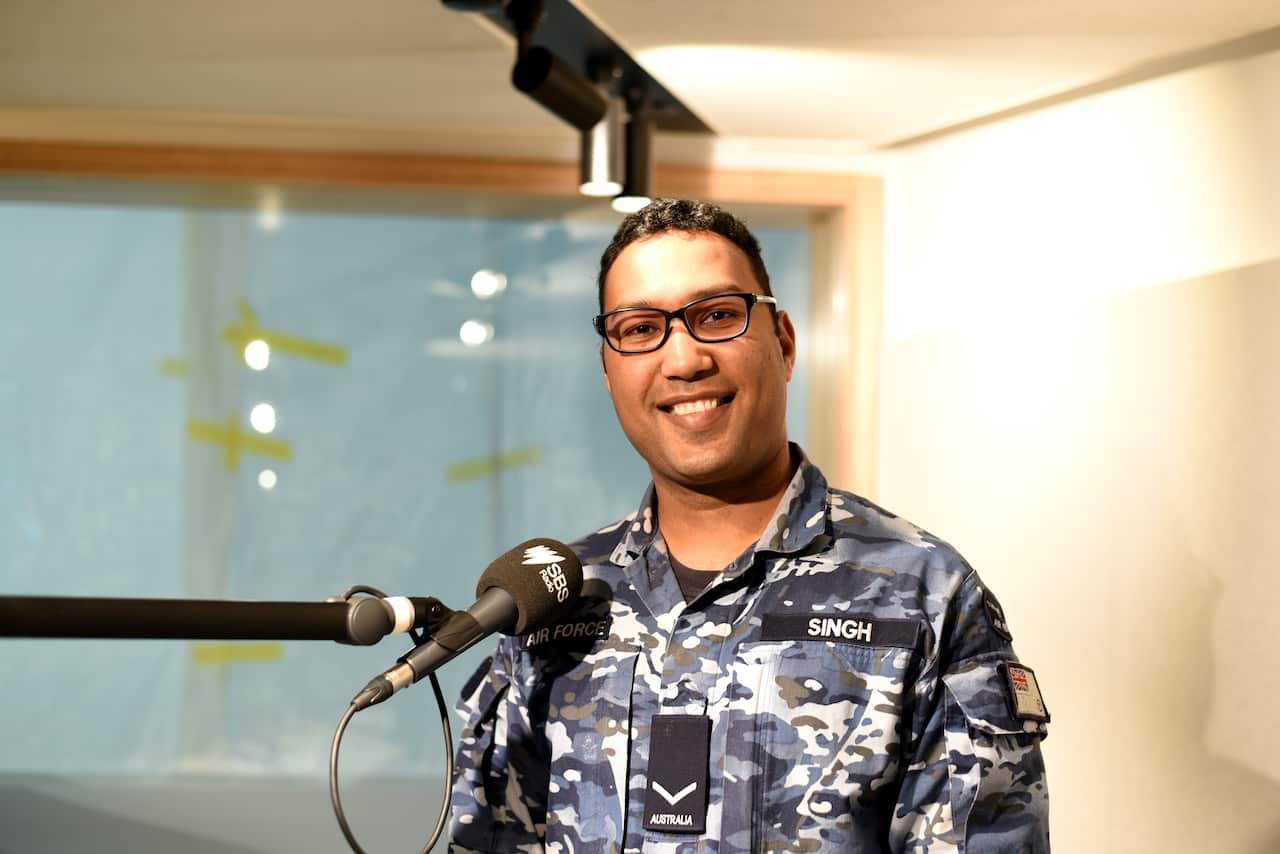 LAC Rupinder Singh of the Royal Australian Air Force, at SBS's Melbourne studio