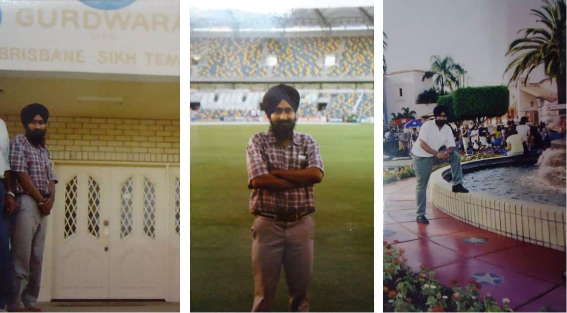 Onkar Singh Sidhu at Brisbane (L) and Gold Coast (R) in 1996. 