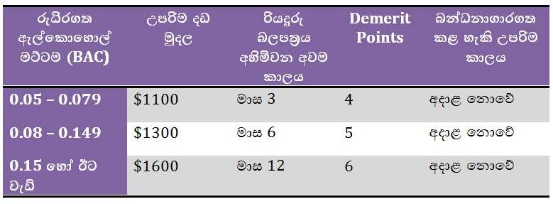 Drink driving penalties SA