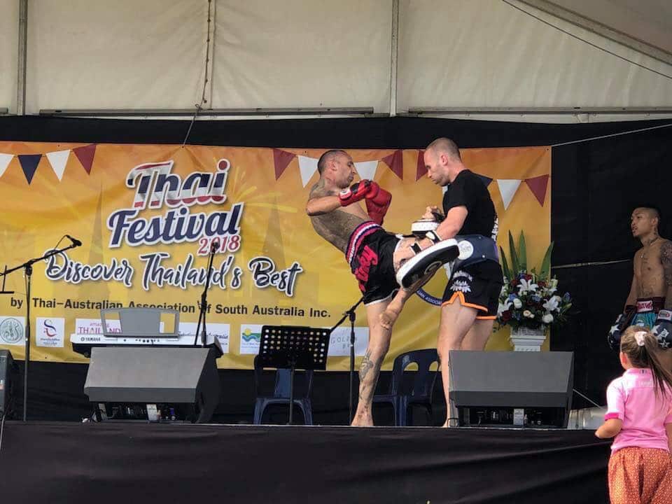 Image of a boxing match on stage from Thai Festival 2018 in South Australia