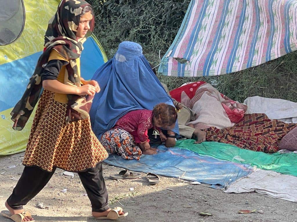 Displaced family in Afghanistan. 