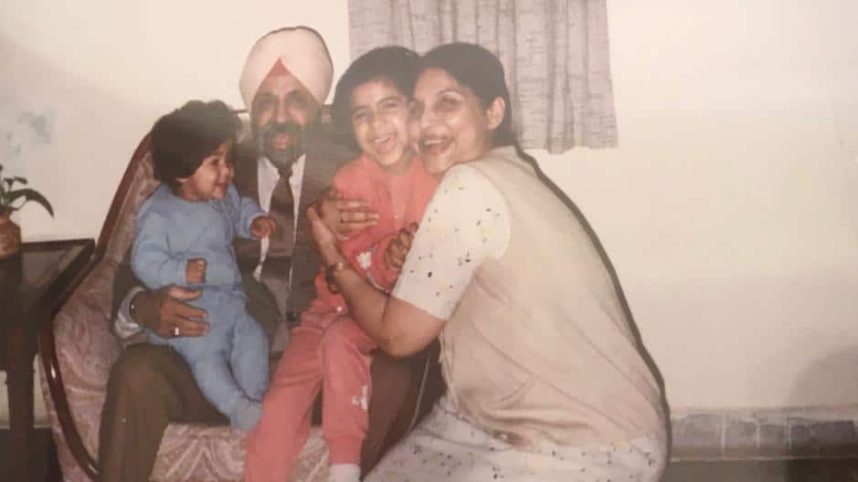 Saleha Singh with her parents