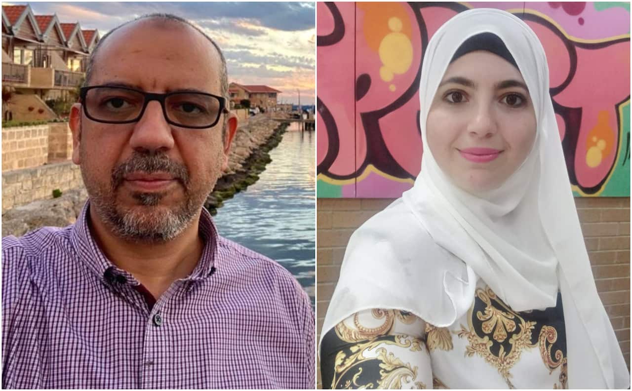 من اليمين إلى اليسار: السيدة دعاء الشيخ والسيد سامح الجوادي