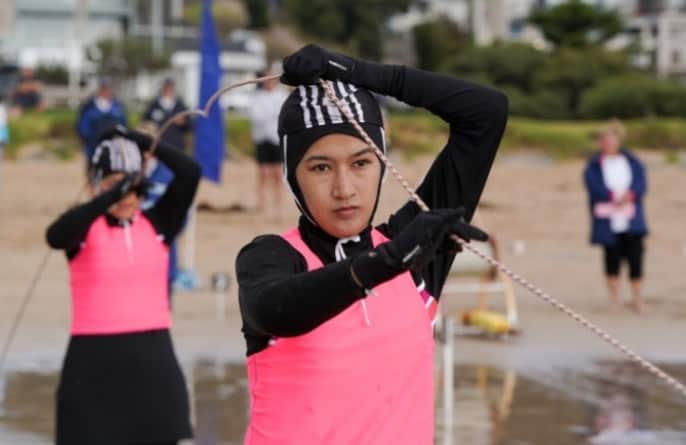 Sana Mosawi, 19, felt “uneasy” walking in the water when she came to Australia.