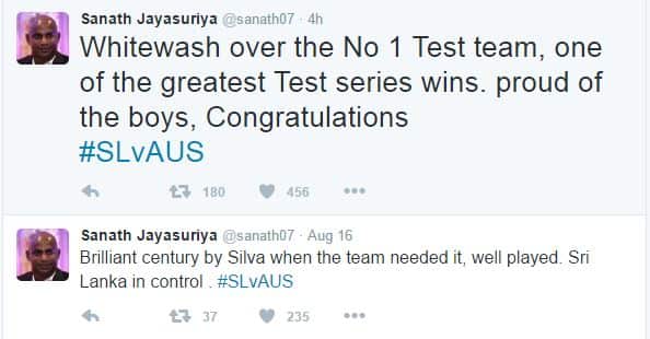 Sanath Jayasuriya Twitter Message 