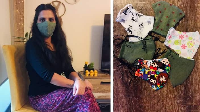 Sandeep is making free cloth masks for the community.