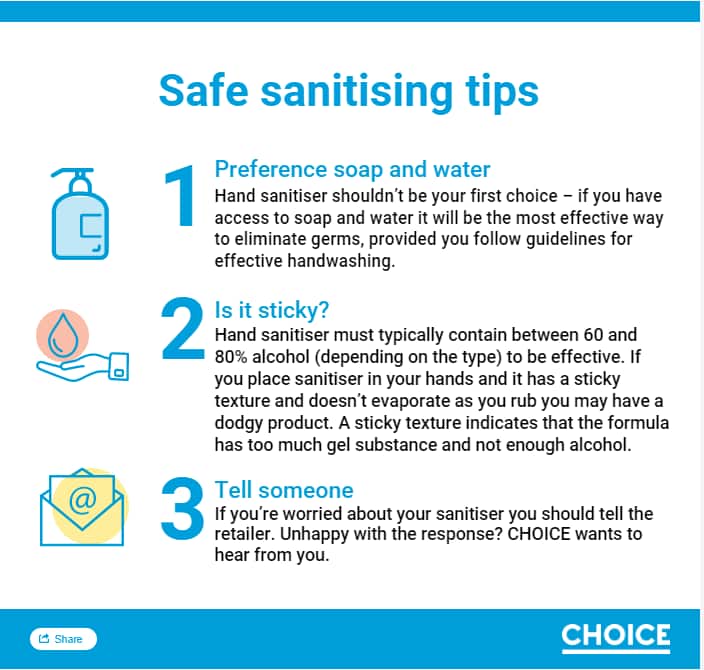 Choice: Safe sanitising tips
