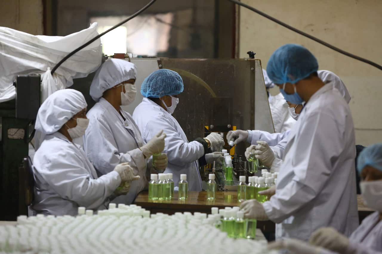 Sanitizer factory in Nepal.