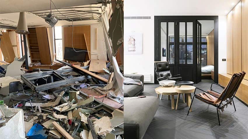 Sara Jaafar's House before and after the blast