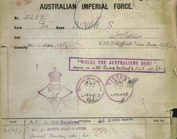 Medals awarded to Sarn Singh for his service to AIF