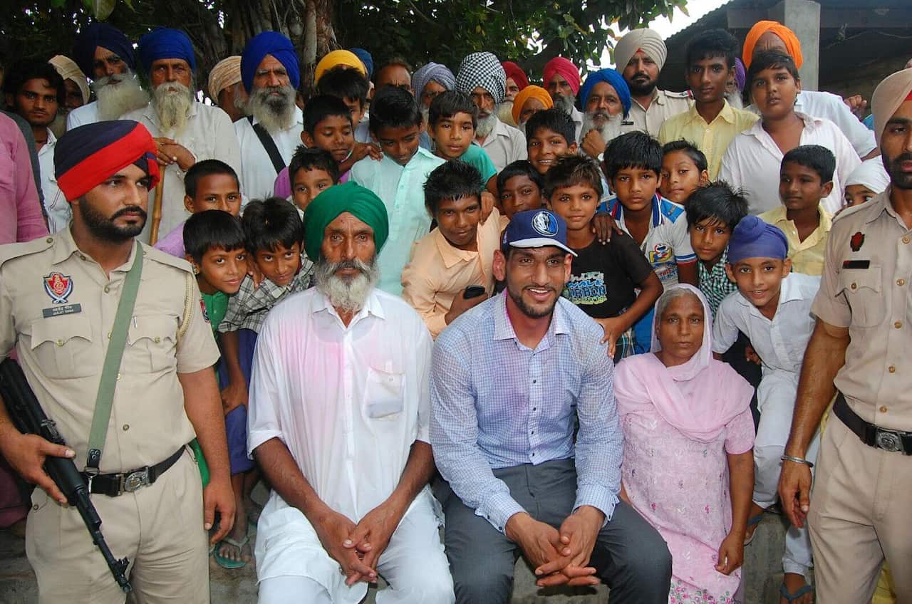 Satnam Singh at his native village in Punjab