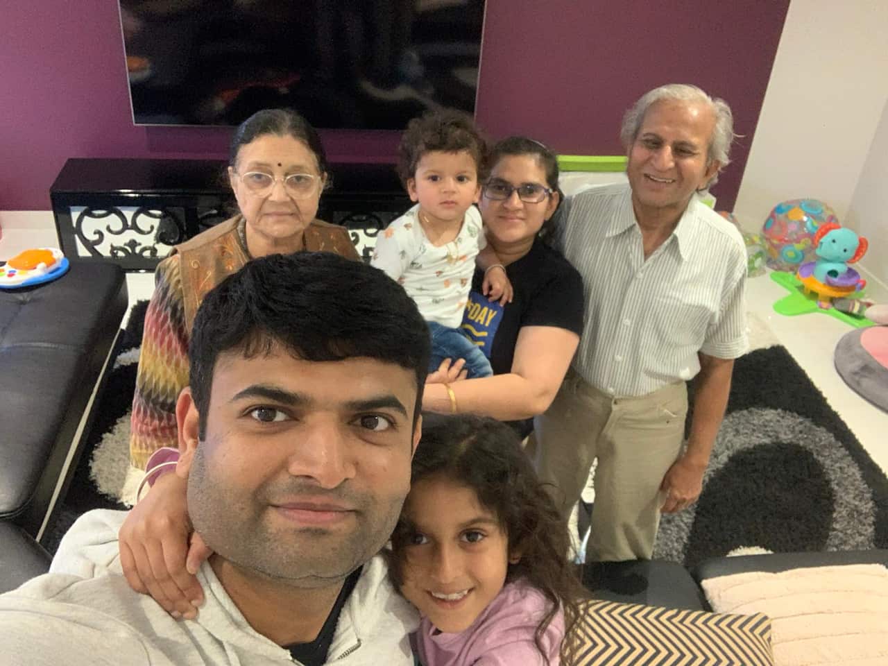 Saumilbhai Bhatt with his family.