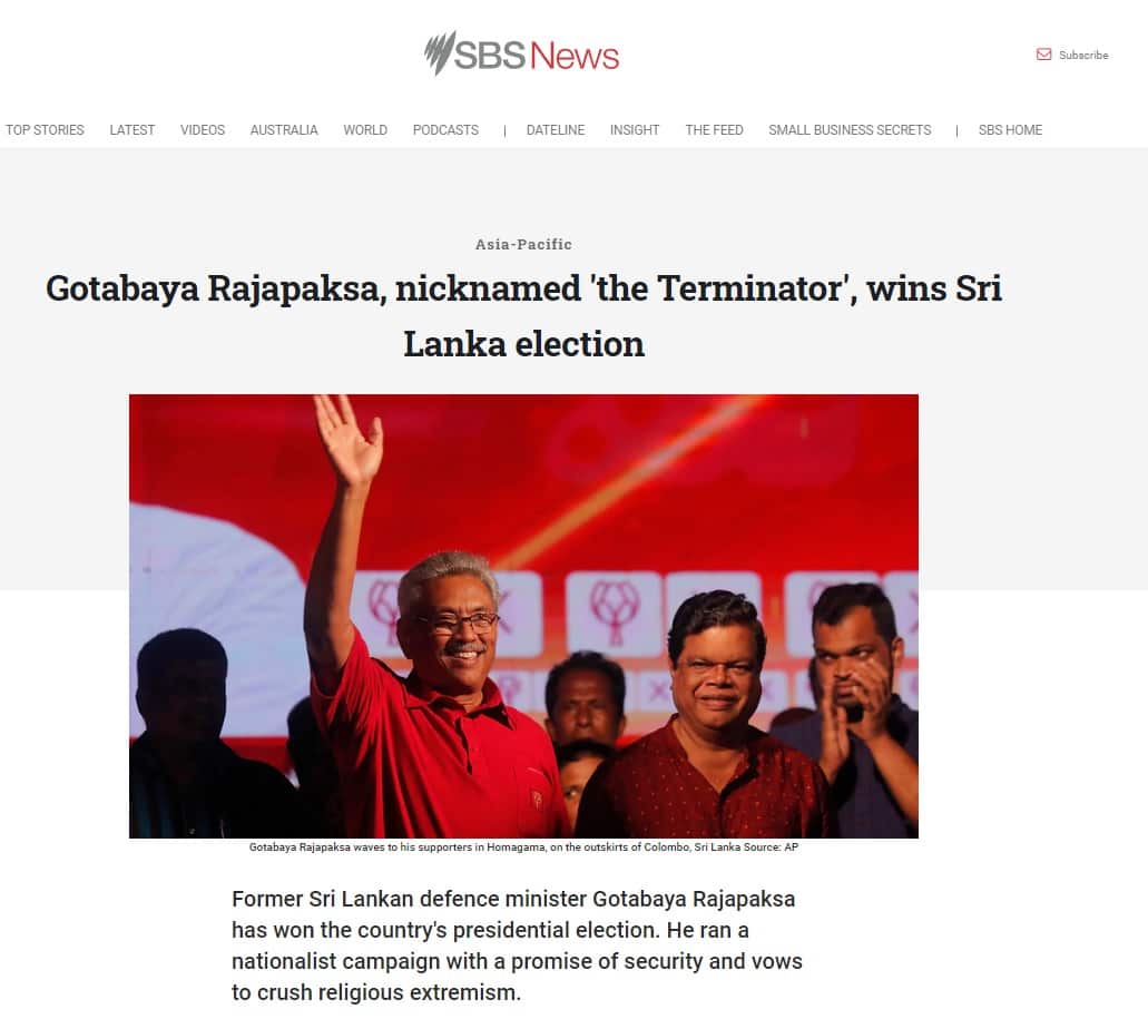 Gotabaya Rajapaksa, nicknamed 'the Terminator', wins Sri Lanka election