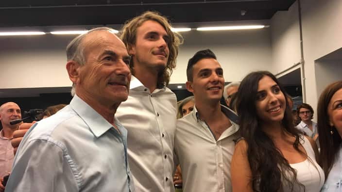 Stefanos Tsitsipas with fans in Melbourne