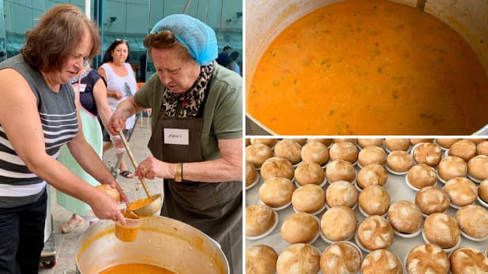 Volunteers prepare and serve Fasolatha, at the Fasolatha Festival in South Morang