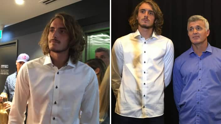 Stefanos Tsitsipas with his father and head coach Apostolos Tsitsipas