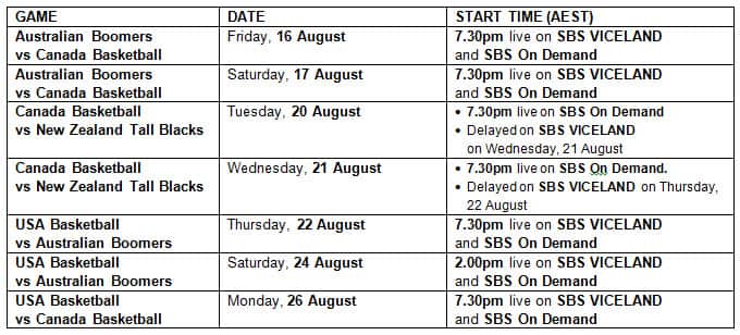 International basketball series schedule