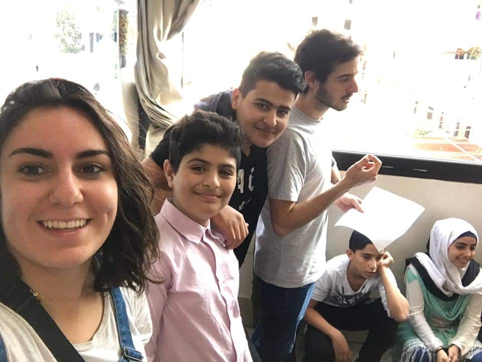 Miriam Agüero with students from 26 Letters.