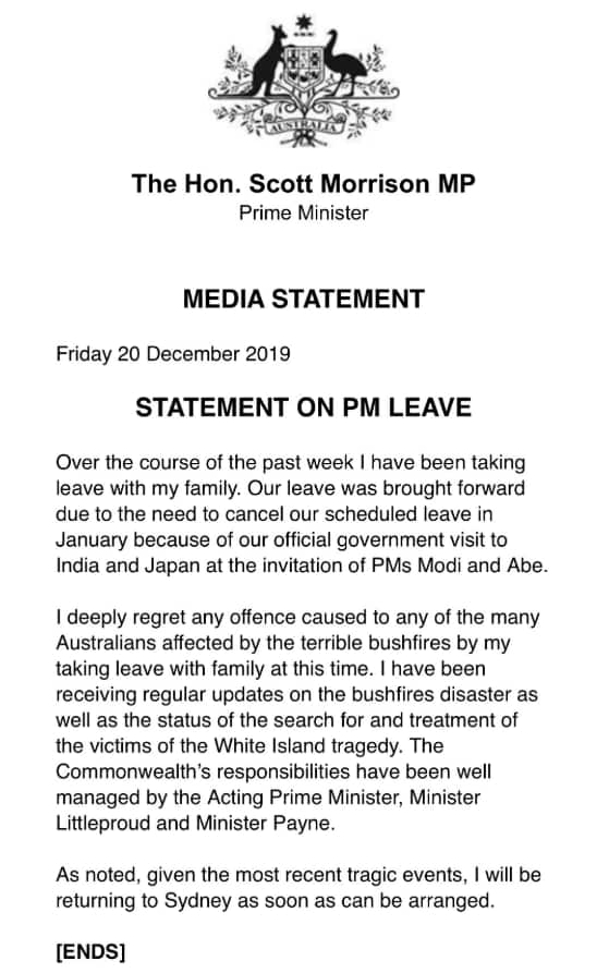 Scott Morrison statement