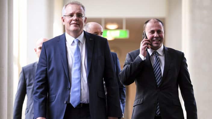 Prime Minister elect Scott Morrison and Deputy leader of the Liberal party Josh Frydenberg.
