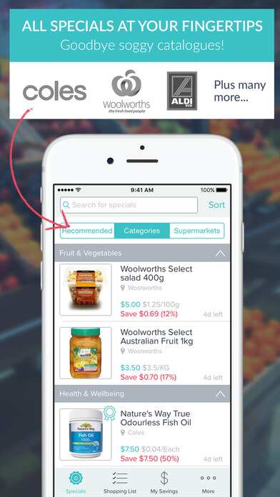 App giúp người tiêu thụ biết được mặt hàng nào đang được giảm giá tại Coles, Woolworth, Aldi và nhiều siêu thị khác để so sánh 