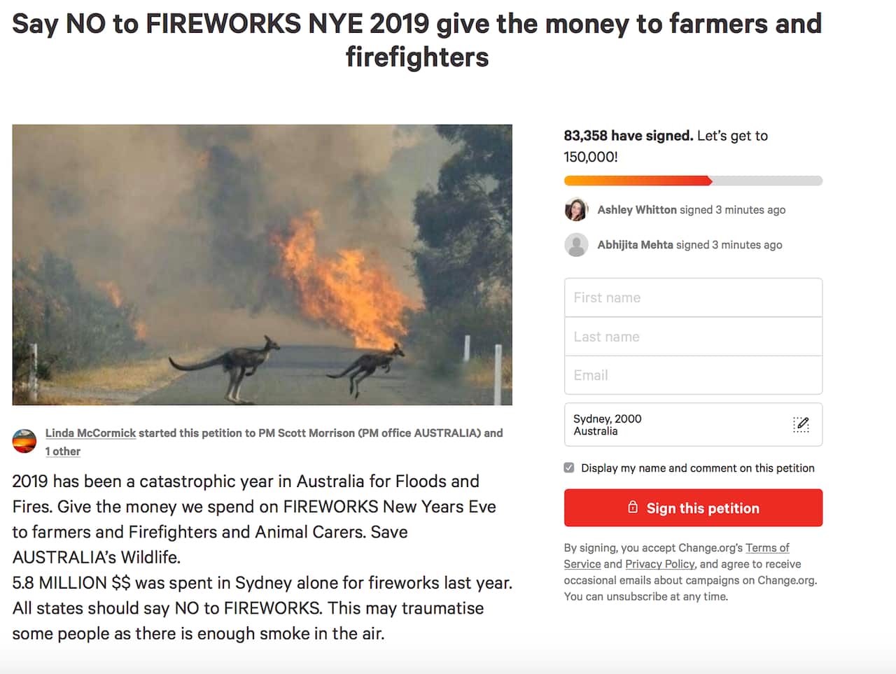 Petición dirigida a Scott Morrison