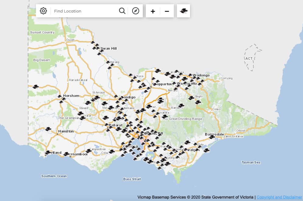 Victoria's Swooping Bird Map.