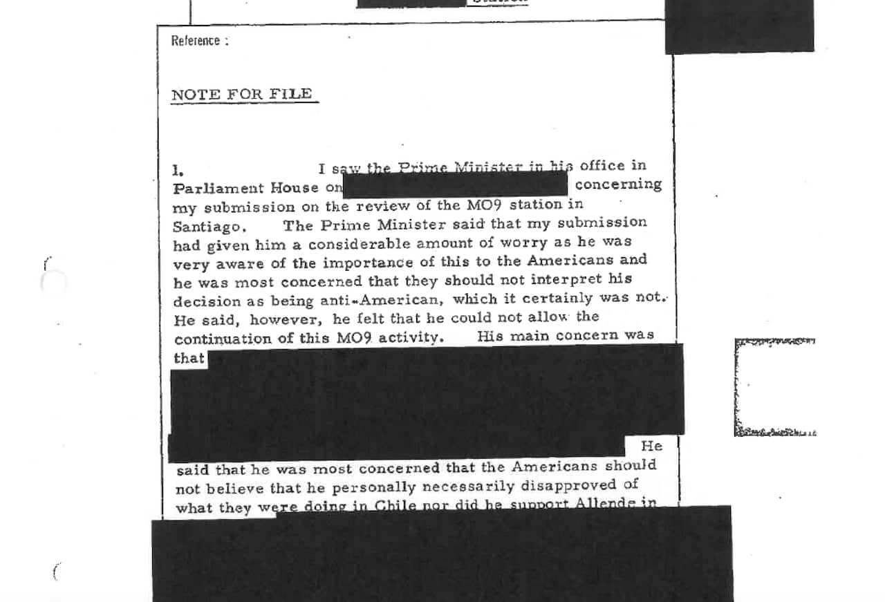 According to this memo, Whitlam reportedly said he did not disapprove of "what the Americans were doing in Chile".