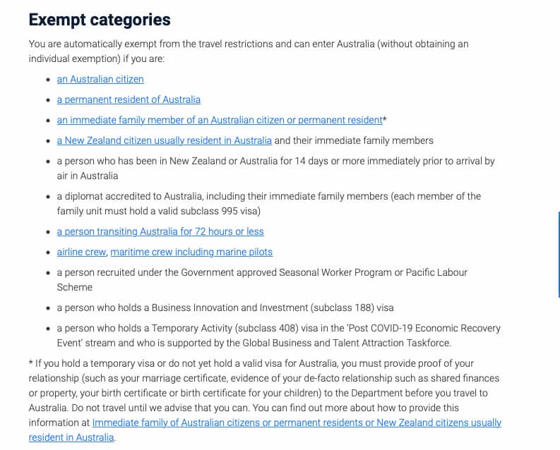 Travel Exemption