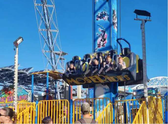 Photos on social media showed the boy sitting on the ride without a harness when it was in mid-air.