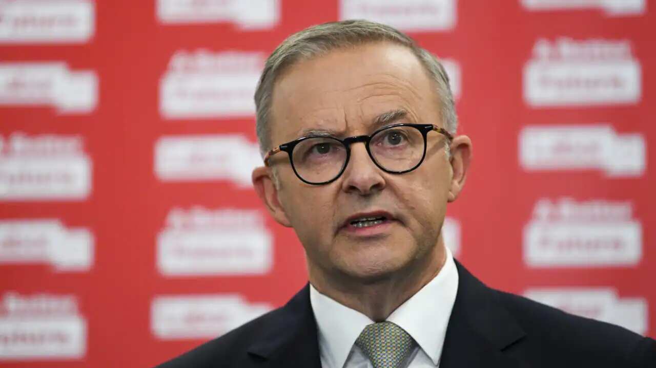 Opposition Leader Anthony Albanese speaks to the media during a press conference on day three of the 2022 federal election campaign, in Melbourne.