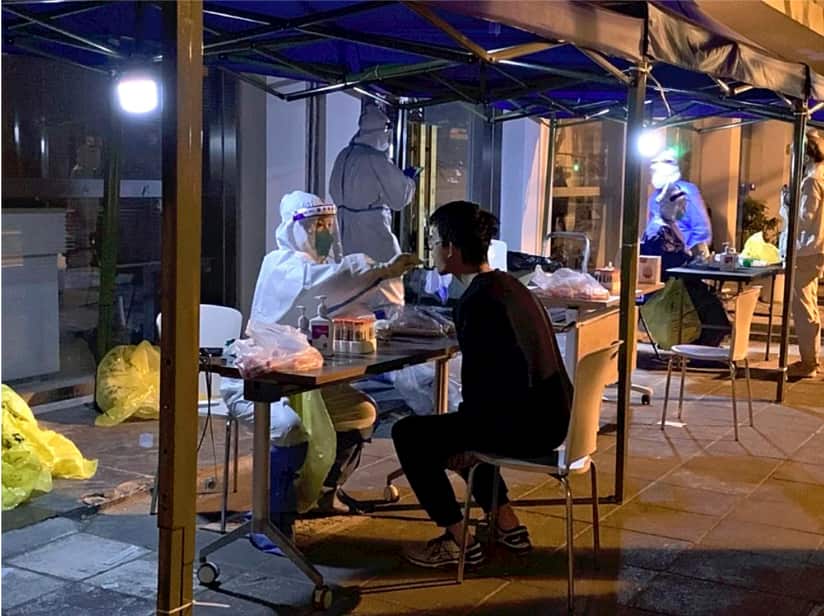 Shanghai citizen getting PCR test