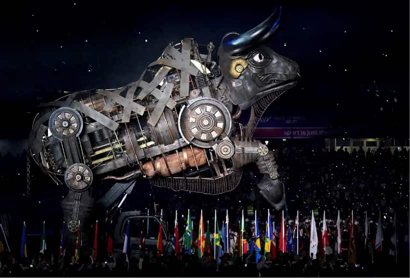 The Raging Bull during the opening ceremony of the Birmingham 2022 Commonwealth Games.
