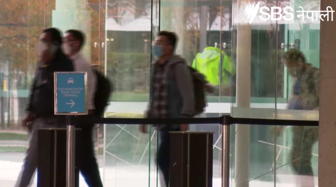 Australian Citizens and PR holders at Canberra Airport after touching down from Kathmandu on a special Nepal Airlines flight
