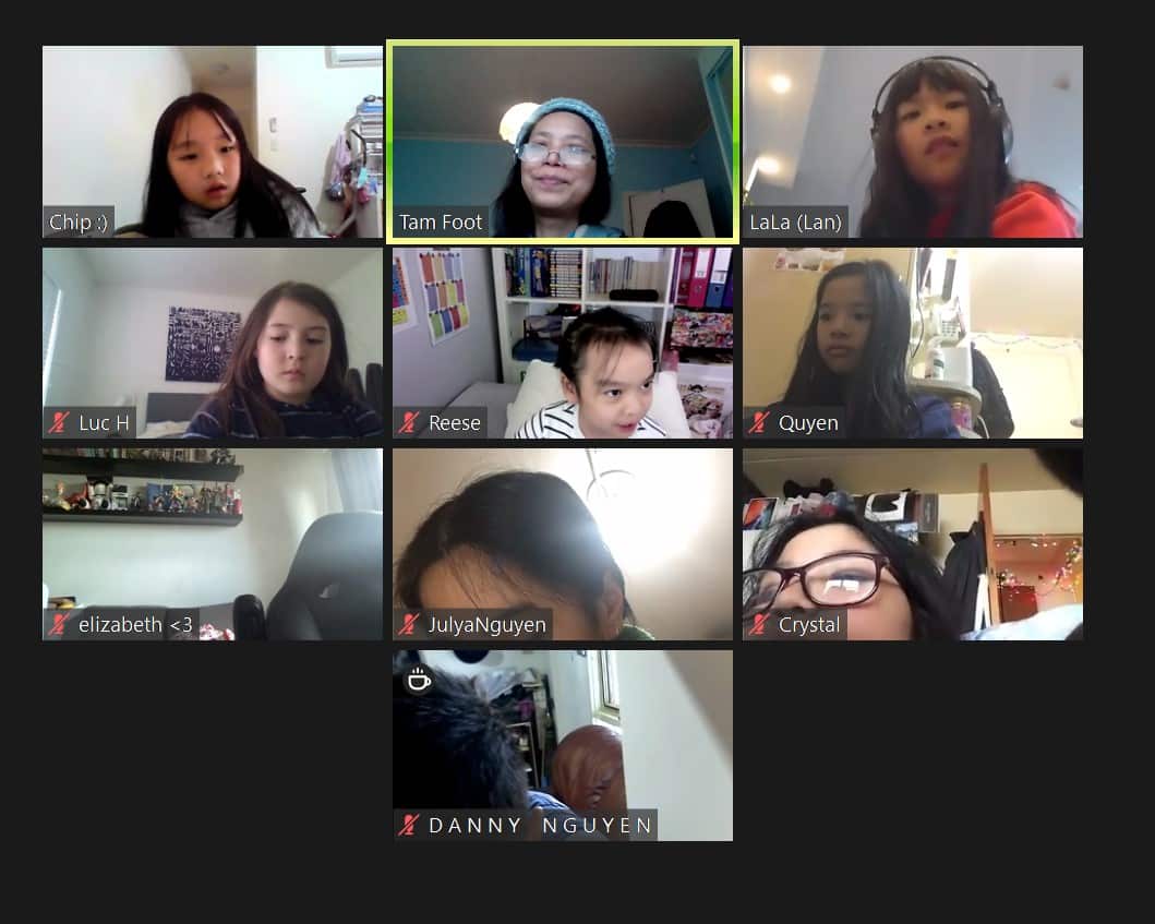 Một buổi học tiếng Việt qua mạng trong thời gian phong tỏa của trường tiểu học Richmond West