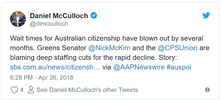 Wait times for Australian citizenship