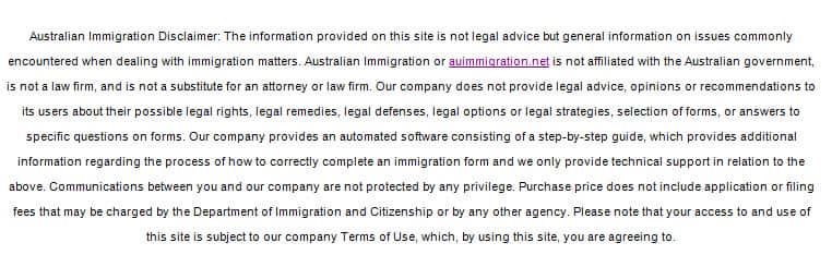 Disclaimer on the website