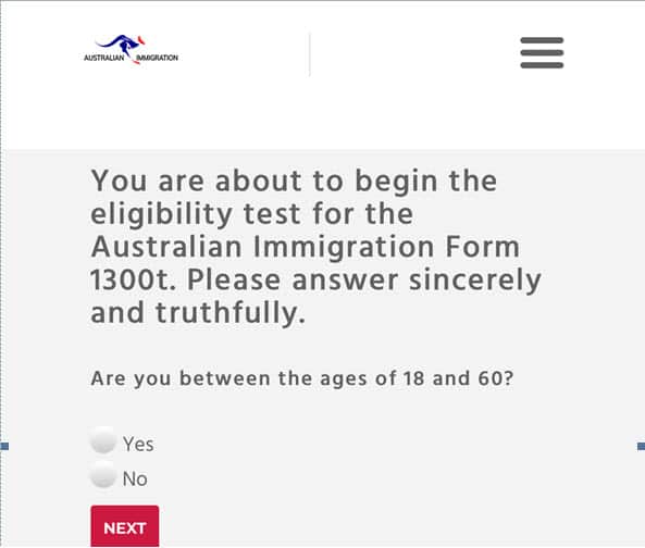The 'citizenship eligibility test' on the website