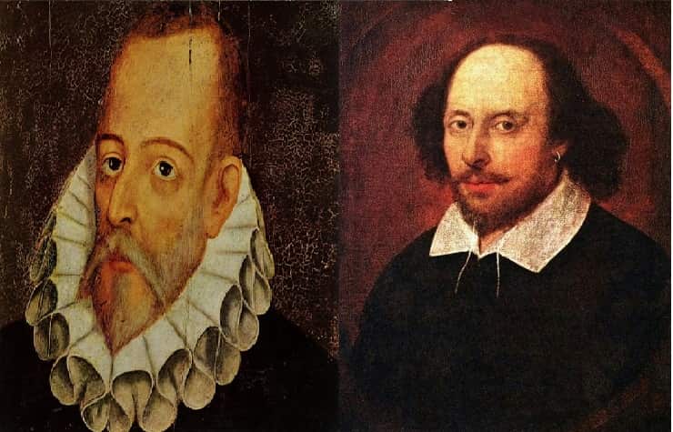 The author William Shakespeare and Miguel de Cervantes