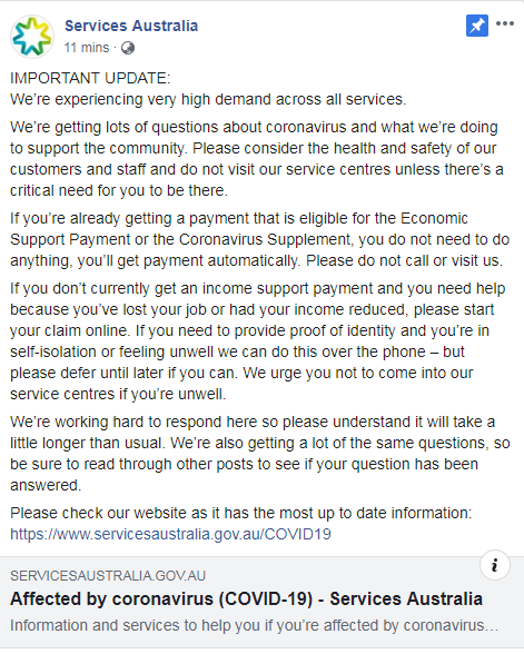 Services Australia statment