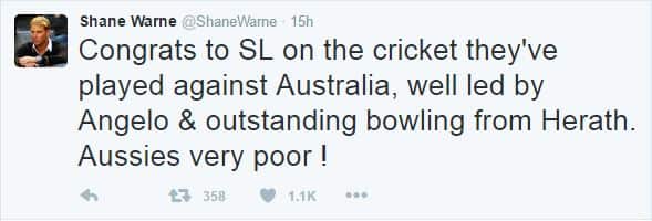 Shane Warne Twitter Message