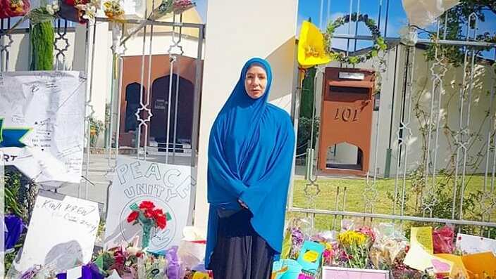 Shaymaa Abdullah at Christchurch mosque in New Zealand.