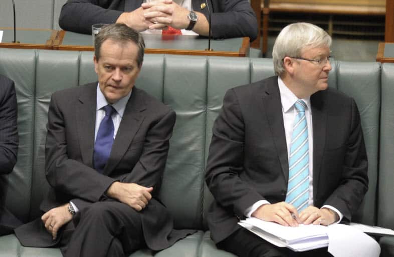 Mr Shorten and Mr Rudd in 2013