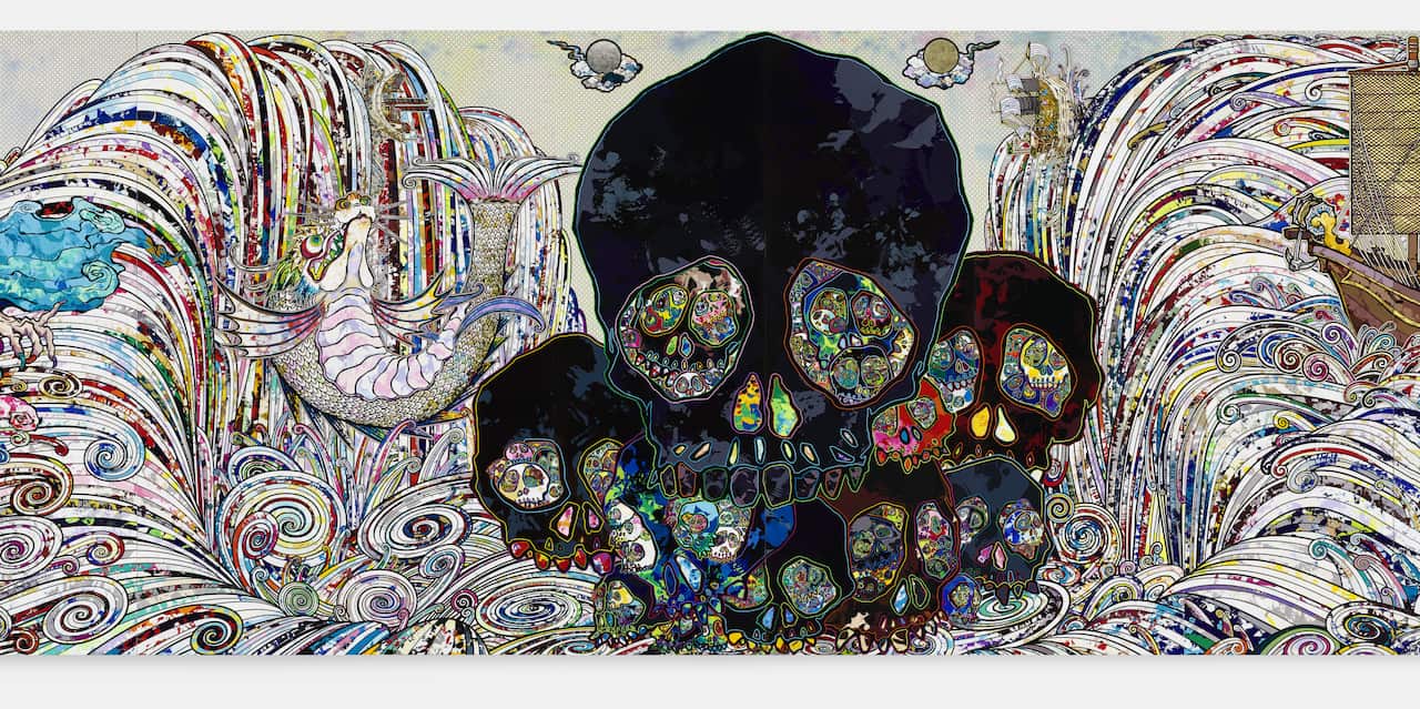 In the Land of the Dead, Stepping on the Tail of a Rainbow 2014 (detail) by Takashi Murakami  