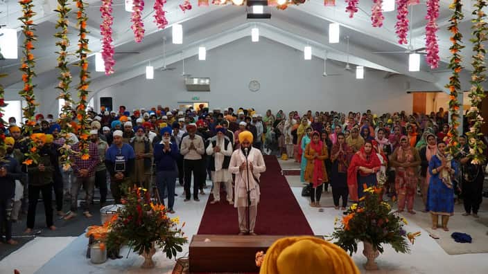 The prayer ceremony at the Gurudwara Singh Sabha, Christchurch.