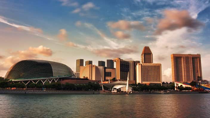 View on Esplanade Theatre and Mandarin Hotel. Singapore, 2012.
