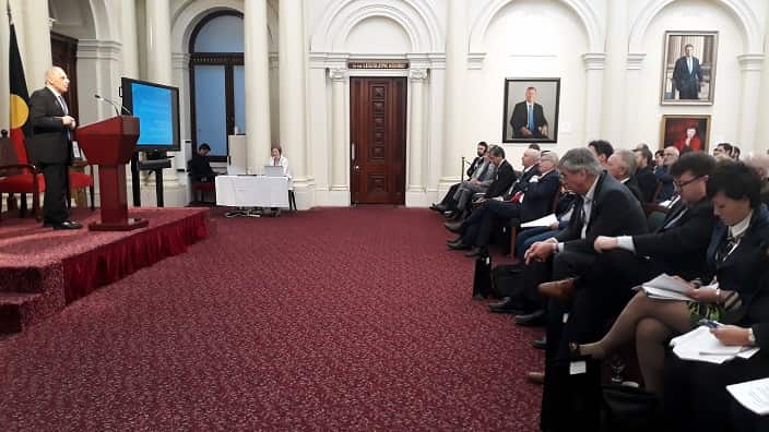 Dr Bulent Dellal at the Victorian Sister Cities Forum, at the Parliament of Victoria, Melbourne (18-07-2018)