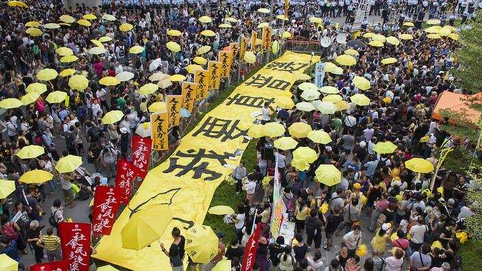 Umbrella movement in Hong Kong in 2014.
