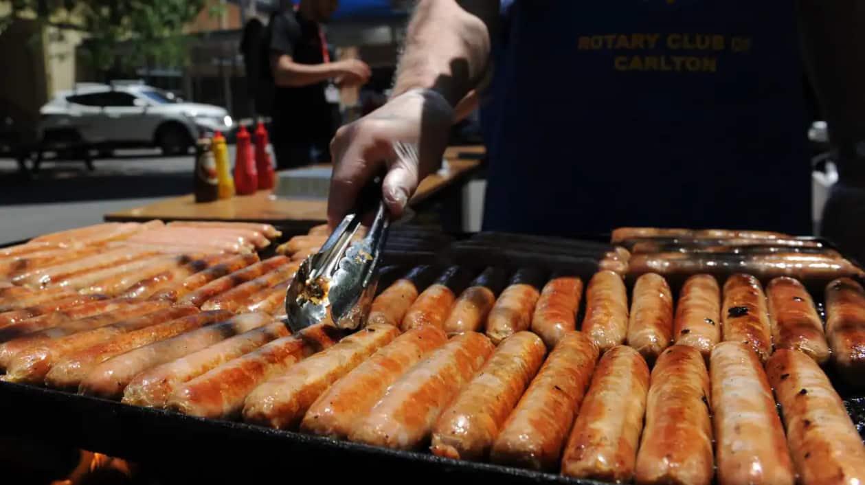 A sausage sizzle outside a polling station at the University High School in Melbourne.